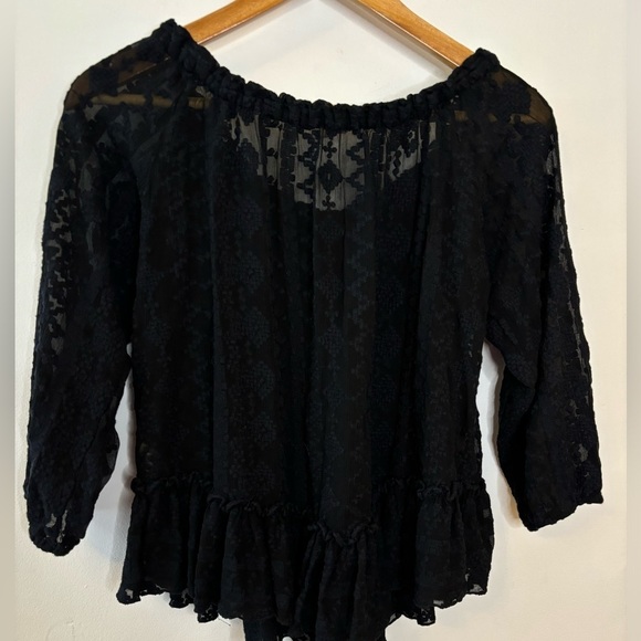 Rebecca Taylor Dark Romantic Silk Off Shoulder Top - Picture 7 of 8